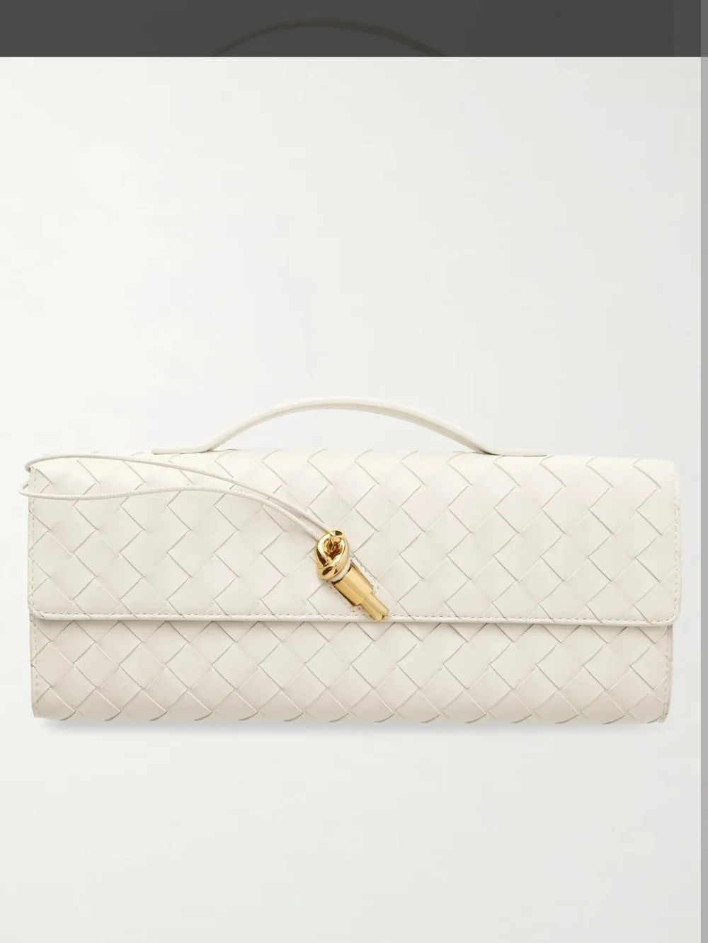 Few Moda Theia Woven Leather Top-Handle Clutch in Ivory